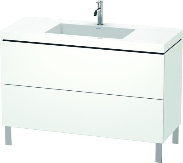 Duravit L-Cube furniture wash basin c-bonded with base floor standing, 120x48 cm, 2 pull-outs, without overflow, 1 tap hole