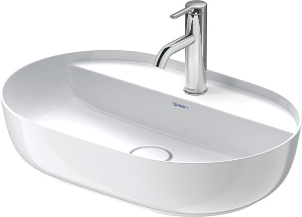 Duravit Luv top basin 60x40cm, without overflow, with tap hole bench, 1 tap hole, sanded, outside co...