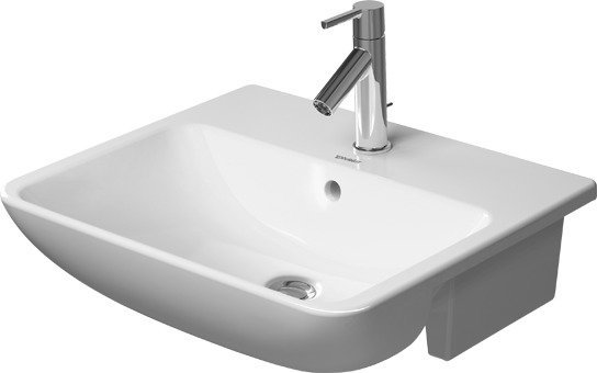 Duravit ME by Starck Semi-recessed wash basin, 1 tap hole, overflow, with tap hole bench, 550 mm