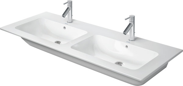 Duravit ME by Starck Möbel-Doppelwaschtisch, 2 Hahnlöcher, 2 Becken, mit Überlauf, 1300 mm, 233613