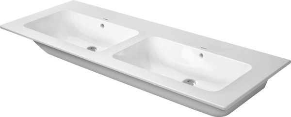 Duravit ME by Starck Möbel-Doppelwaschtisch, ohne Hahnloch, Überlauf, mit Hahnlochbank, 1300 mm