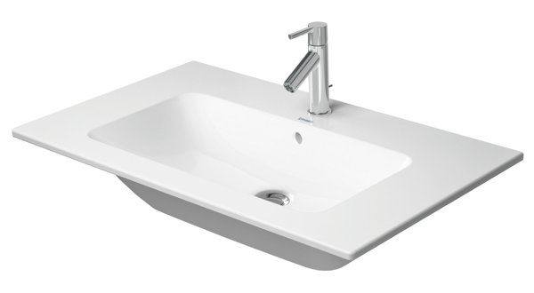 Duravit ME by Starck Möbelwaschtisch, 1 Hahnloch,  Überlauf, mit Hahnlochbank, 830 mm