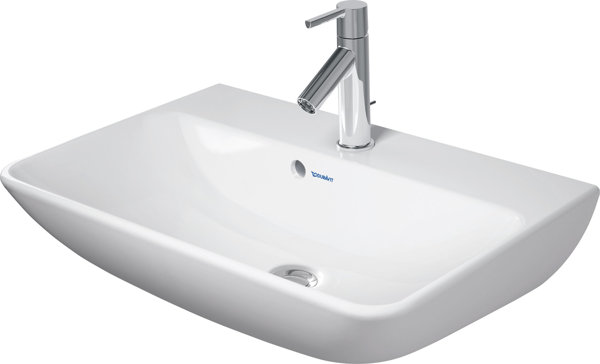 Duravit ME by Starck Waschtisch Compact 60x40cm, 1 Hahnloch, mit Überlauf, mit Hahnlochbank,