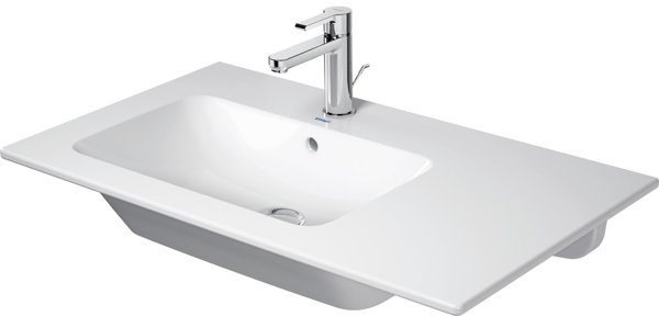 Duravit ME by Starck Möbelwaschtisch 83 cm, 1 Hahnloch, mit Überlauf, mit Hahnlochbank, asymmetris...