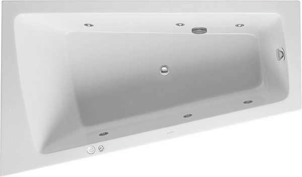 Duravit Whirlpool Paiova 1700x1000mm one sloping back left, moulded acrylic cladding, front, frame, ...