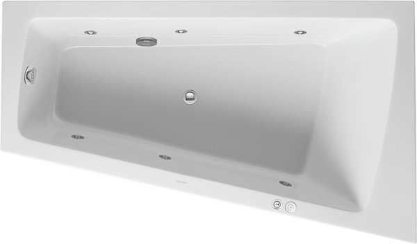 Duravit Whirlpool Paiova 1700x1000mm one sloping back right, moulded acrylic front panel, frame, dra...