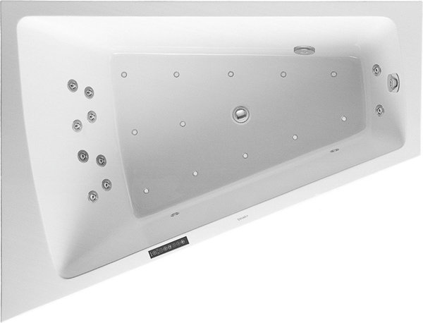 Duravit Whirlpool Paiova 1700x1300mm, one sloping back left, moulded acrylic front panel, frame, drain and overflow set, Combi-System L