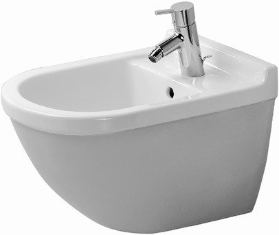 Duravit wall bidet Starck 3 540mm, with overflow,with tap hole bench, 1 tap hole, with concealed fix...