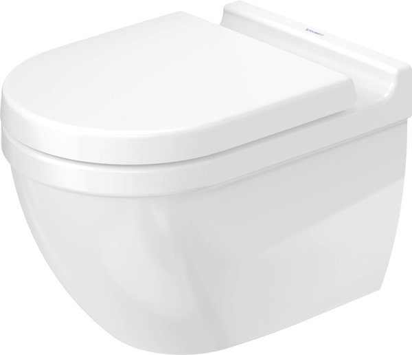 Duravit wall-mounted toilet Starck 3 540mm deep bowl, concealed fixing, rimless, white