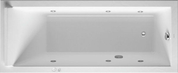 Duravit whirlpool rectangular Starck 1700x700mm built-in version or for bath paneling, one sloping back, frame, waste and overflow set, jet system