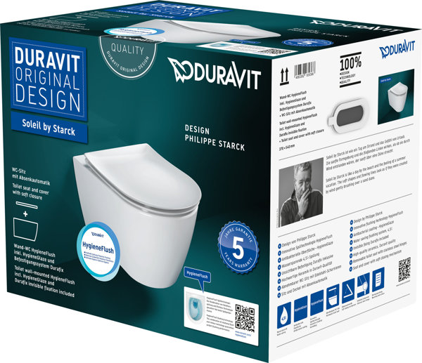 Duravit Soleil by Starck wall-mounted toilet set, concealed fixing, 4591092