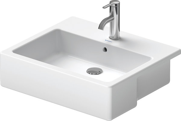 Duravit semi-recessed Vero 55 cm, with overflow, with tap hole bench, 1 tap hole