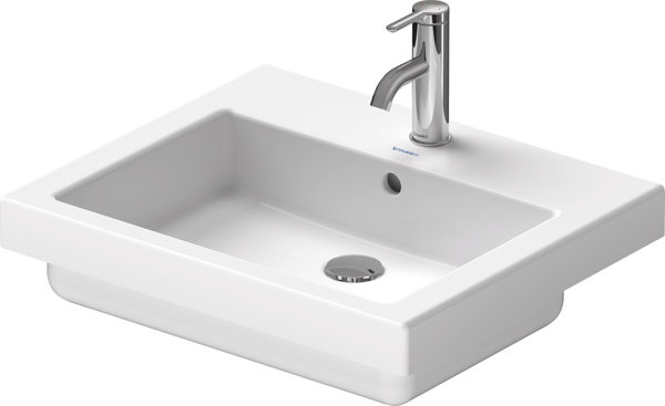 Duravit built-in wash basin Vero 55cm white with overflow, with tap hole bench, 1 tap hole