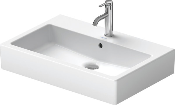 Duravit Vero 700mm washbasin, polished with overflow, with tap hole bench, 1 tap hole