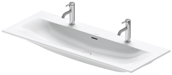 Duravit Viu Waschtisch, 1230x490mm, mit Überlauf, 2 Hahnlöcher vorgestochen, inkl. Push-Open Venti...