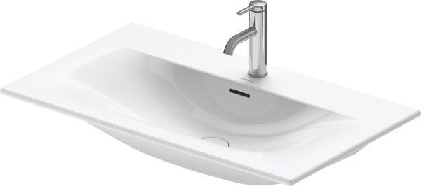 Duravit Möbelwaschtisch Viu 234483, 830 mm, mit Überlauf, mit Hahnlochbank, 1 Hahnloch