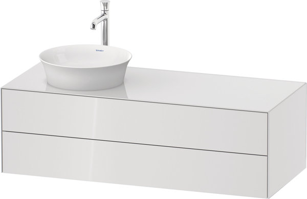 Duravit White Tulip, wall hung vanity unit, width 1300 x depth 550mm, with 2 drawers, with tip-on te...