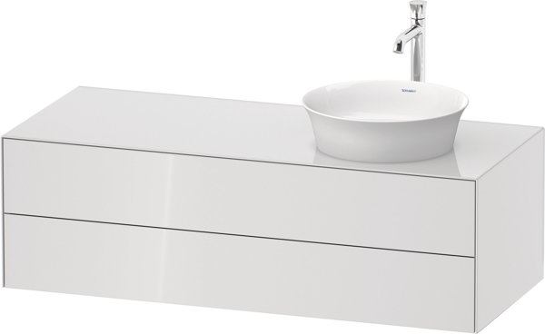 Duravit White Tulip, wall hung vanity unit, width 1300 x depth 550mm, with 2 drawers, with tip-on te...