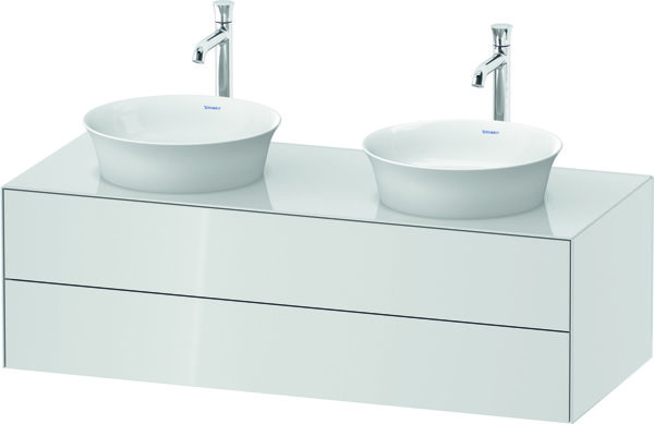 Duravit White Tulip, wall hung vanity unit, width 1300 x depth 550mm, with 2 drawers, with tip-on te...