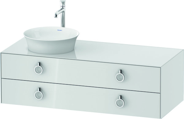 Duravit White Tulip, wall hung vanity unit, width 1300 x depth 550mm, with 2 drawers, with handle, W...