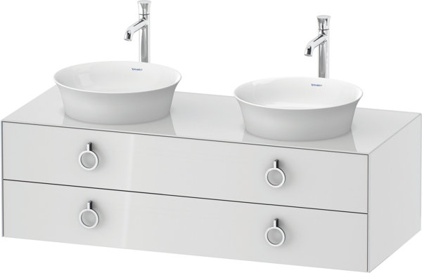 Duravit White Tulip, wall hung vanity unit, width 1300 x depth 550mm, with 2 drawers, with handle, WT4993B