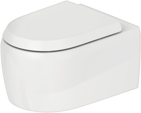 Duravit Qatego wall-mounted toilet, low-flush, 385x570x360mm, horizontal outlet, rimless, 255609