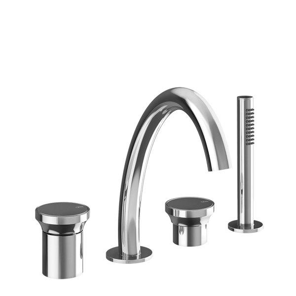 Gessi Origini 4-hole bath faucet, with spout, diverter, hose, 2-way, bath rim mounting, 66037