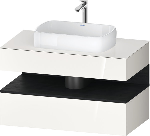 Duravit Qatego console washbasin base, 1 drawer, 1 drawer, cutout center, 1000x550x600mm, niche oak ...