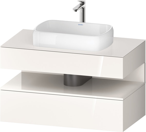 Duravit Qatego console washbasin base, 1 drawer, 1 drawer, cutout center, 1000x550x600mm, niche white high gloss, QA4731022