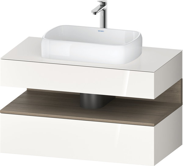 Duravit Qatego console washbasin base, 1 drawer, 1 drawer, cutout center, 1000x550x600mm, niche oak ...