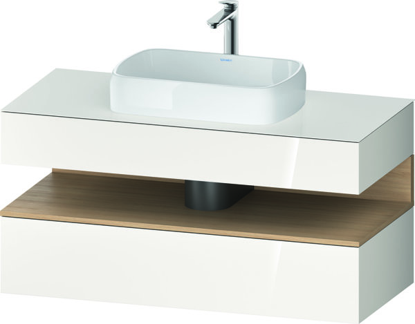 Duravit Qatego console washbasin base, 1 drawer, 1 drawer, cutout center, 1200x550x600mm, niche natu...