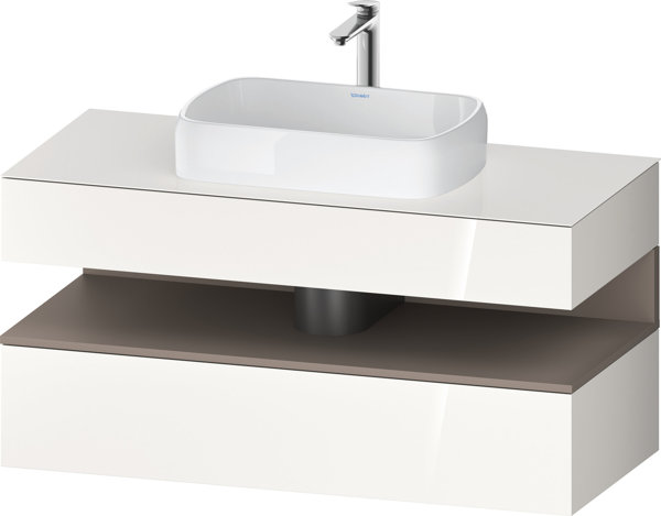 Duravit Qatego console washbasin base, 1 drawer, 1 drawer, cutout center, 1200x550x600mm, niche basalt matt, QA4732043