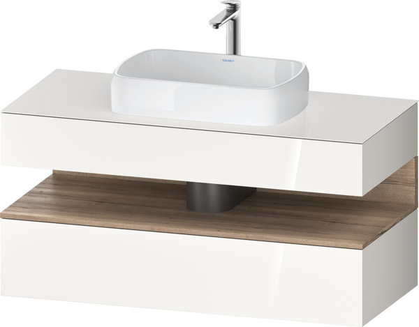 Duravit Qatego console washbasin base, 1 drawer, 1 drawer, cutout center, 1200x550x600mm, niche oak ...