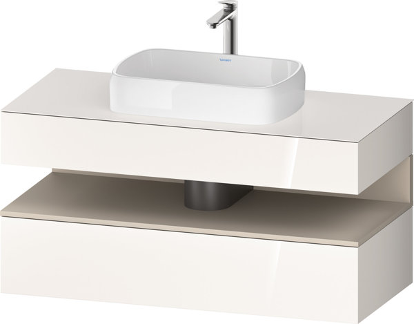 Duravit Qatego console washbasin base, 1 drawer, 1 drawer, cutout center, 1200x550x600mm, niche taup...