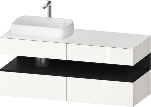 Duravit Qatego console vanity unit, 2 drawers, 2 drawers, cutout left, 1400x550x600mm, niche oak black, QA4765016