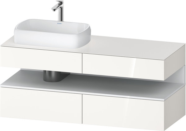 Duravit Qatego console vanity unit, 2 drawers, 2 drawers, cutout left, 1400x550x600mm, niche white m...