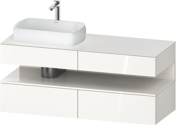 Duravit Qatego console vanity unit, 2 drawers, 2 drawers, cutout left, 1400x550x600mm, niche white h...