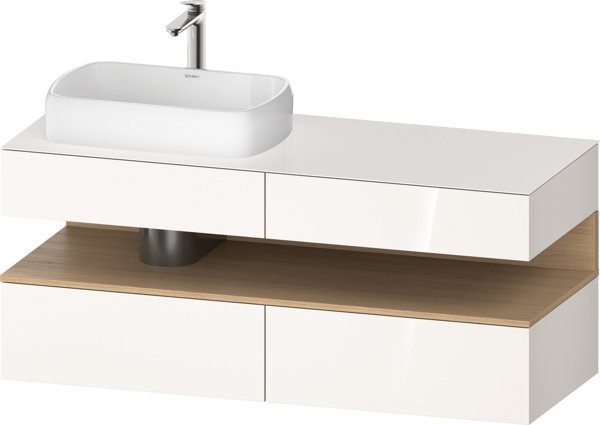 Duravit Qatego console vanity unit, 2 drawers, 2 drawers, cutout left, 1400x550x600mm, niche oak nat...