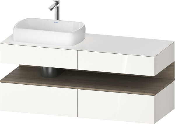 Duravit Qatego console vanity unit, 2 drawers, 2 drawers, cutout left, 1400x550x600mm, niche oak terra, QA4765035