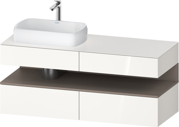 Duravit Qatego console washbasin base, 2 drawers, 2 drawers, cutout left, 1400x550x600mm, niche basa...