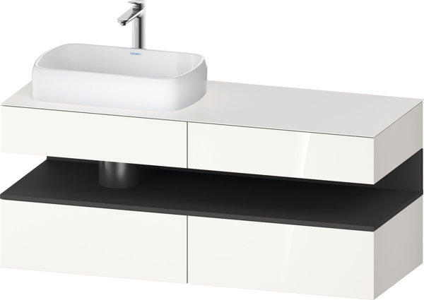 Duravit Qatego console washbasin base, 2 drawers, 2 drawers, cutout left, 1400x550x600mm, niche Graphite Matt, QA4765049