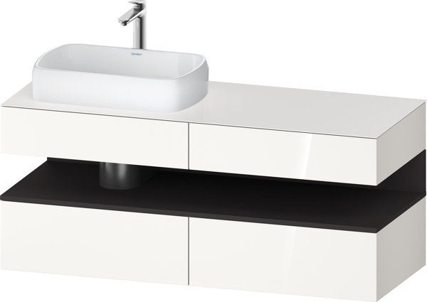 Duravit Qatego console washbasin base, 2 drawers, 2 drawers, cutout left, 1400x550x600mm, niche graphite supermatt, QA4765080