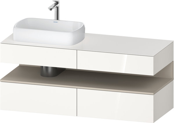 Duravit Qatego console vanity unit, 2 drawers, 2 drawers, cutout left, 1400x550x600mm, niche taupe supermatt, QA4765083