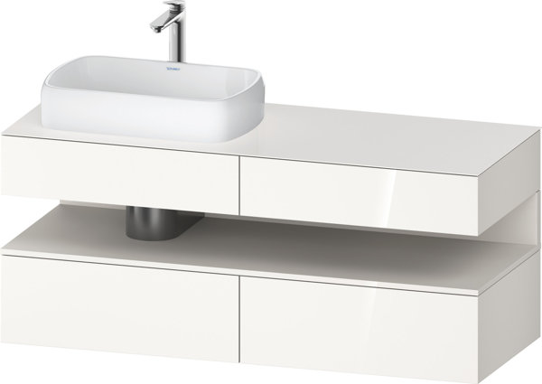 Duravit Qatego console vanity unit, 2 drawers, 2 drawers, cutout left, 1400x550x600mm, niche white supermatt, QA4765084