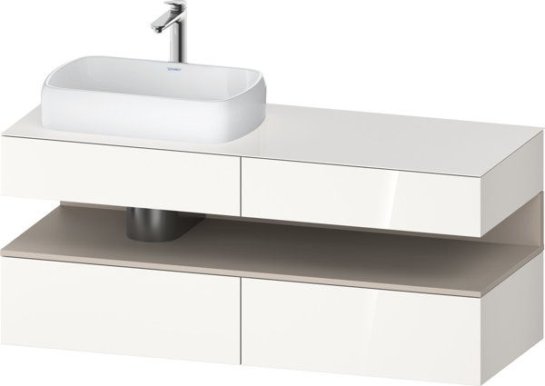 Duravit Qatego console vanity unit, 2 drawers, 2 drawers, cutout left, 1400x550x600mm, niche taupe m...