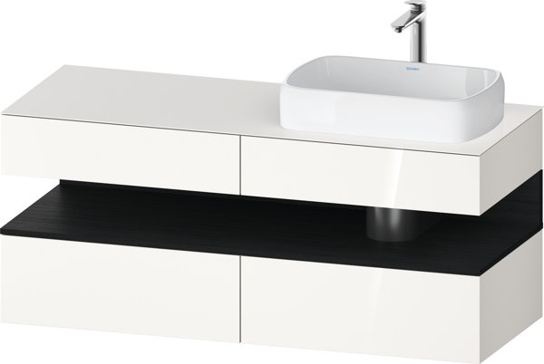 Duravit Qatego console vanity unit, 2 drawers, 2 drawers, cutout right, 1400x550x600mm, niche oak black, QA4766016