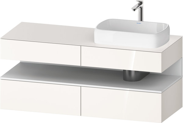 Duravit Qatego console vanity unit, 2 drawers, 2 drawers, cutout right, 1400x550x600mm, niche white ...