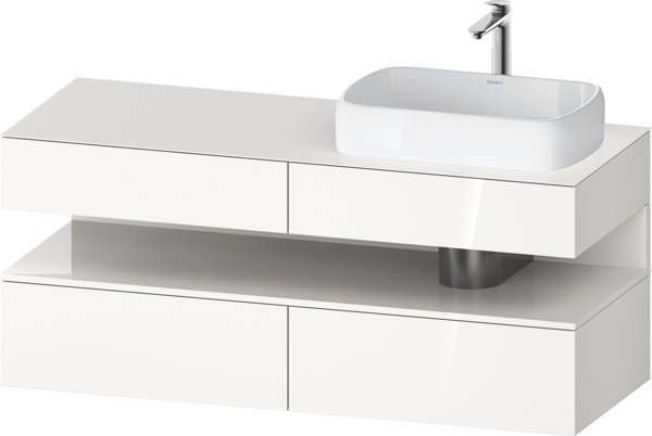 Duravit Qatego console vanity unit, 2 drawers, 2 drawers, cutout right, 1400x550x600mm, niche white ...