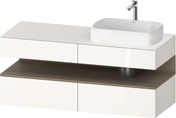 Duravit Qatego console vanity unit, 2 drawers, 2 drawers, cutout right, 1400x550x600mm, niche oak te...