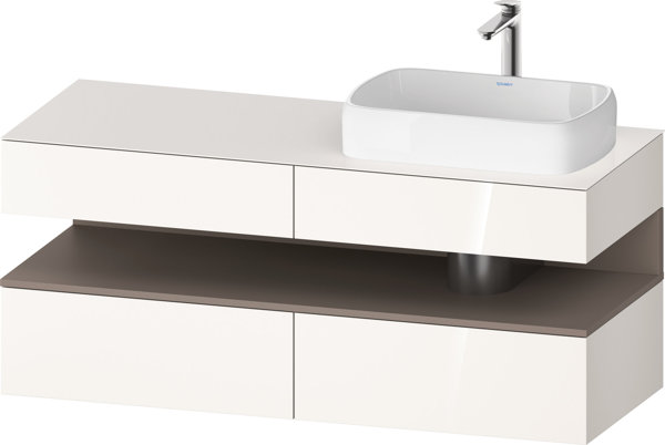 Duravit Qatego console washbasin base, 2 drawers, 2 drawers, cutout right, 1400x550x600mm, niche basalt matt, QA4766043